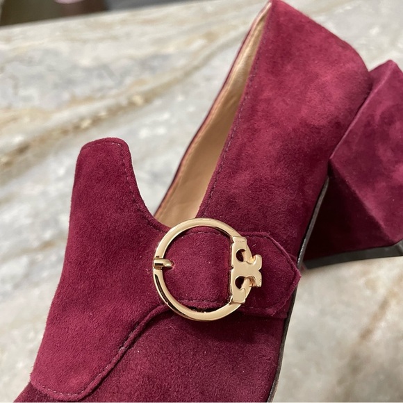 TORY BURCH Tess Loafer Pump Burgundy Suede Women’s 6M - Picture 11 of 13